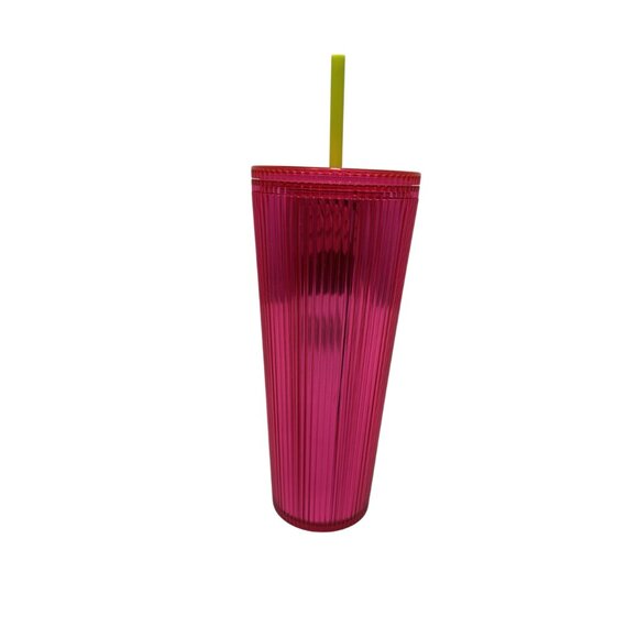 Starbucks Summer 2023 Pleated Neon Dragonfruit Barbie Pink Venti 24 oz Tumbler - Picture 3 of 4